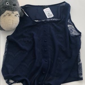 🍪🍪Agaci crop top front tie navy NWT